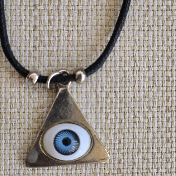Evil Eye Necklace Pendant on Black Cord Layering Protection Lucky Unisex - Picture 3 of 8